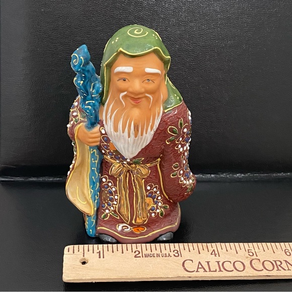 Vintage Signed Kutani Jurojin God Of Elderly & Longevity 6” Porcelain Figurine - Picture 4 of 15